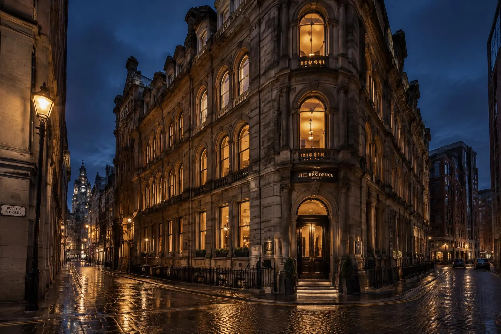 Grand Union Liverpool lit up at night